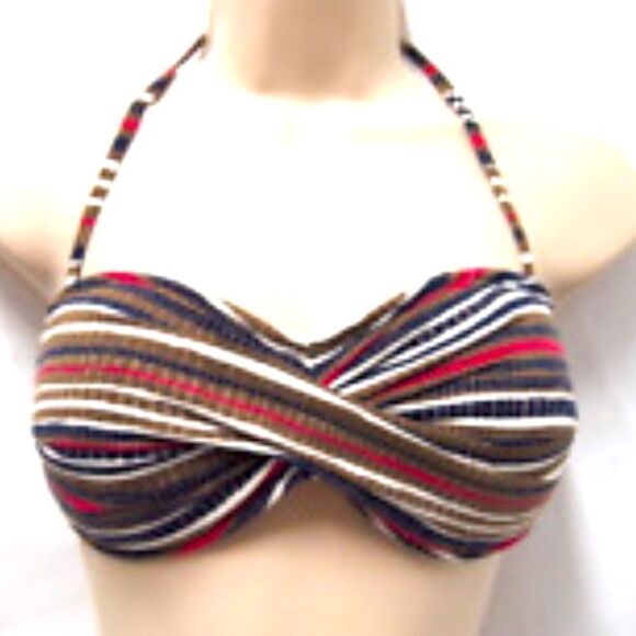 NWT Tommy Bahama, schooner, stripe, Bando twist,  top bikini, medium - Picture 1 of 4